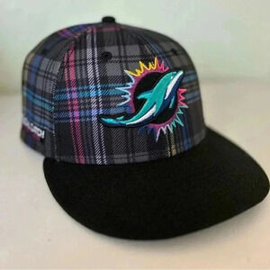 Miami Dolphins Plaid Fitted Hat - Size 7 3/4